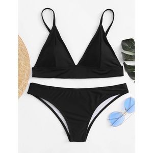 Basic triangle solid bikini top bottom